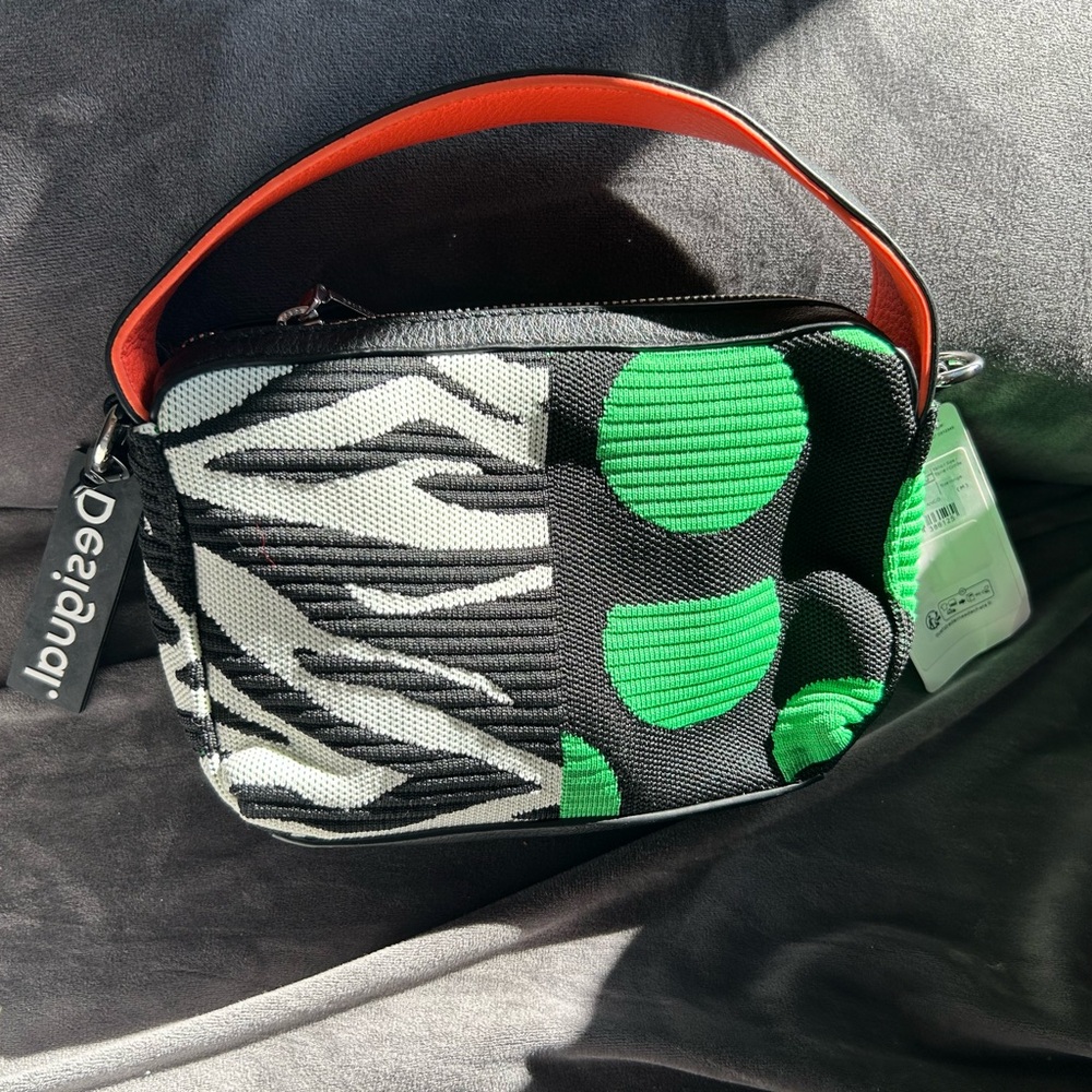 Desigual Black and Green Patterned Handbag